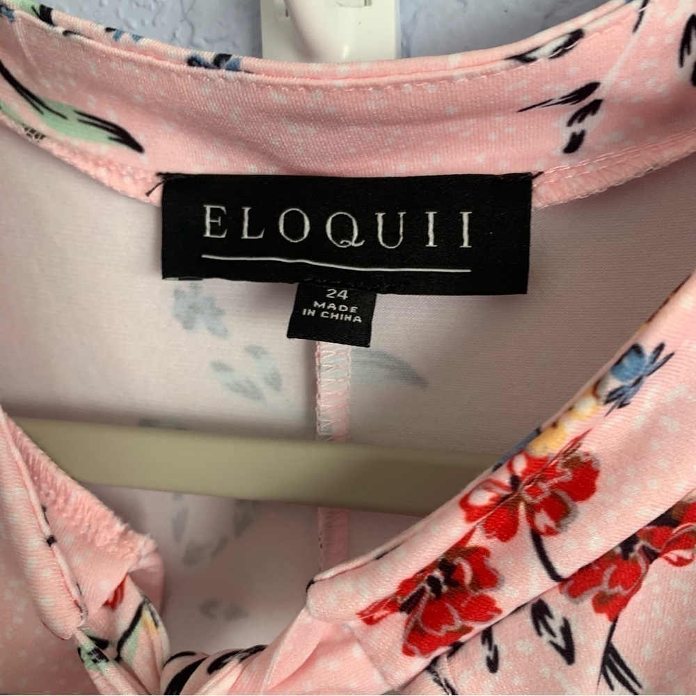 Eloquii Pink Floral Tie Plus Size Dress - Picture 2 of 6